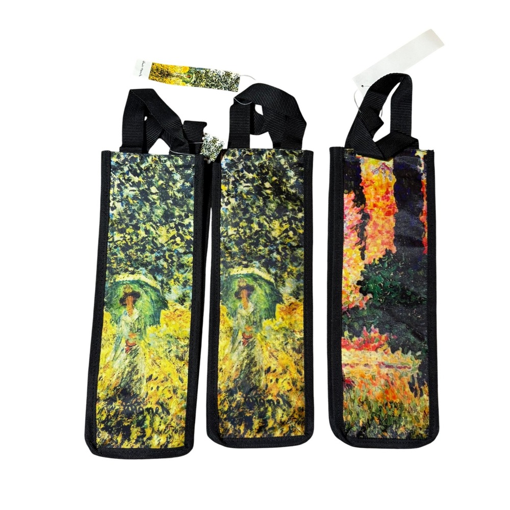 Claude Monet Impressionist Art Print Reusable Wine Bottle Bags